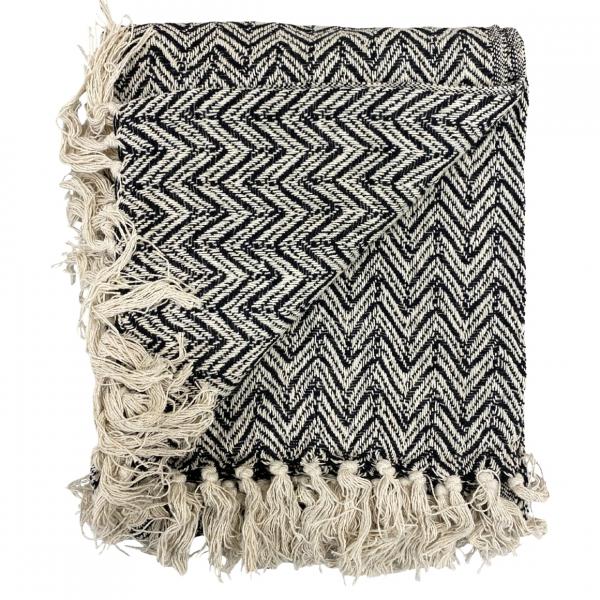 Take a Plaid 21 recycelte Baumwolle schwarz 125 x 150 cm