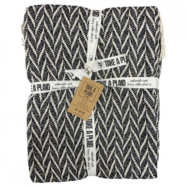 Take a Plaid 22 recycelte Baumwolle schwarz 125 x 150 cm