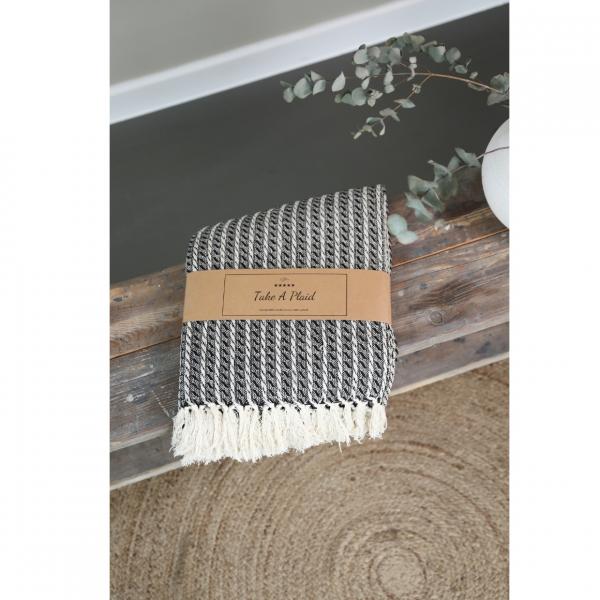 Take a Plaid 28 recycelte Baumwolle schwarz 130 x 180 cm