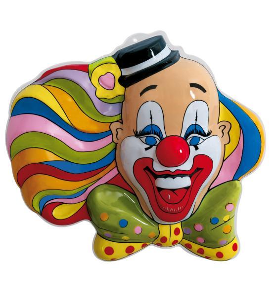 Wand-Deko Clown mit Fliege bunt - 50 cm