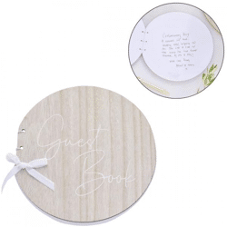 Ginger Ray guest book round wood 22 cm