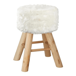 Hocker, Fell, rund, weiß, ca.40cmH