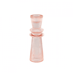 PTMD Linty Pink glass candleholder cone shape