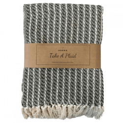 Take a Plaid 28 recycelte Baumwolle schwarz 130 x 180 cm