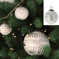 Christmas tree bauble ornament, white, large, approx.10cmD