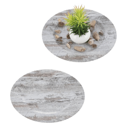 Decorative plate, wood look, antique white, approx. 33cmD