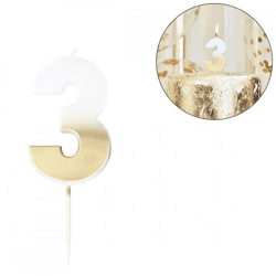 Ginger Ray candle Figure 3 ombre gold/white 8 cm