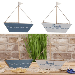 Wooden deco boat, 2/s, S, ca.16cm