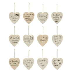 Wooden heart sayings , 12/s , ca.17cm