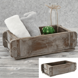 Wooden box, brick shape, vintage gray, approx. 30cmL