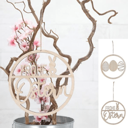 Wooden Easter ring to hang,2/s, 20cmD