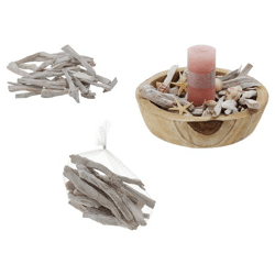 Pieces of wood decoration in net, approx. 500g