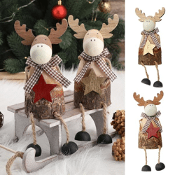 Edge stool reindeer with tree bark, 2/s approx. 14cmH