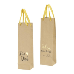 Kraftpapier Flaschentüte Sprüche, 2/s, ca. 35cmH