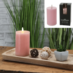 LED candle, New Flame, rusty, pink, M, 7,5x12,5cmH