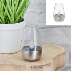 LED solar table lamp, stainless steel, approx. 8cmH