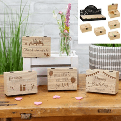 Birthday wooden music box, 4/s, approx. 10x7x5cm