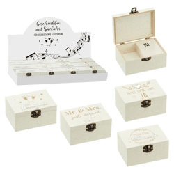 Wooden music box wedding, 4/s, approx. 10x7x5cm