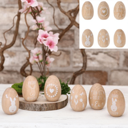 Wooden Easter egg, 6/s, 6cmH