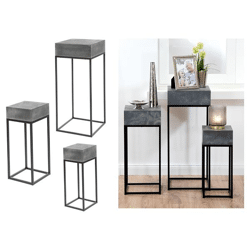 Plant table, stone look, set of 3, approx. 70cmH