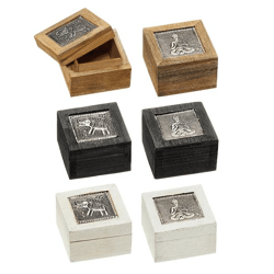 Jewelry box wood w. motif square approx. 8cmx5cm 