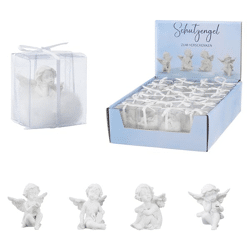 Guardian angel, white, 4/s, approx. 4cmH, 24pcs in display