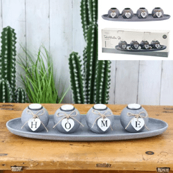 Tealight holder set, home, gray, ca.51cm