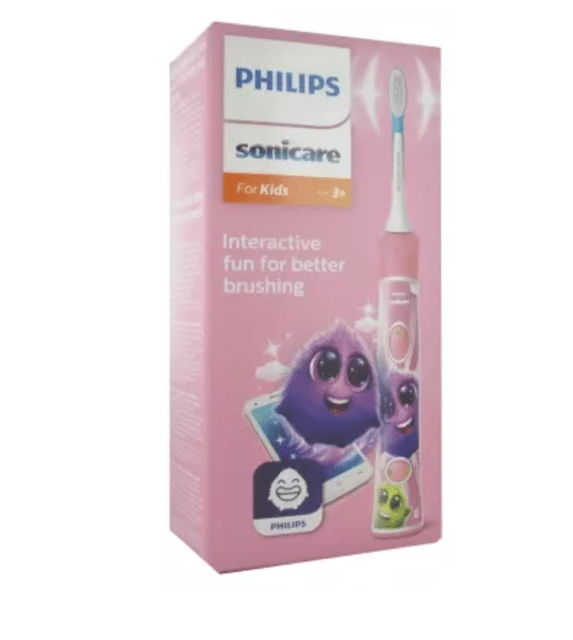 PHILIPS HX6352/42 Sonicare Kinderzahnbürste Pink – Elektrische Zahnbürste für Kinder ab 4 Jahren mit 2 Bürstenköpfen