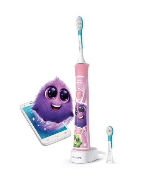 PHILIPS HX6352/42 Sonicare Kinderzahnbürste Pink – Elektrische Zahnbürste für Kinder ab 4 Jahren mit 2 Bürstenköpfen