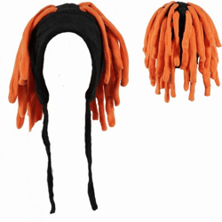 Black hat with orange hair 40 cm
