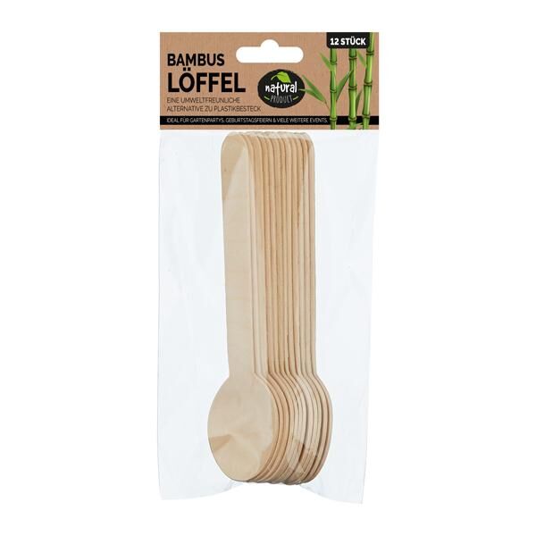 Bambus L&ouml;ffel , 12er Set , ca. 16cm