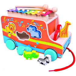 Bino & Mertens - Wooden plug-in car with xylophone