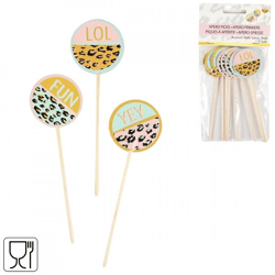 Cocktail sticks Funky Leopard 12 cm set of 8