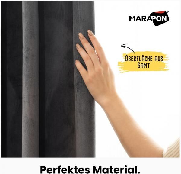 Gardinen aus Samt in Grau (2 Stück) mit Multifunktionsband 1,75 x 1,4 m (LxB) - verdunkelnd