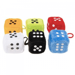 Pendant plush dice 4.5 cm 6 assorted