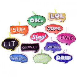 Pendant plush text balloon 15 cm 12 assorted