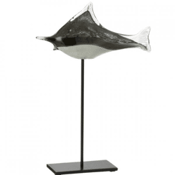 J-Line Statue Fisch auf Sockel Glas 40 cm