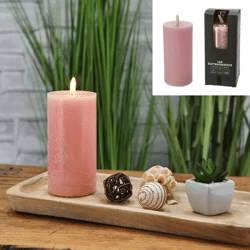 LED candle, New Flame, rusty, pink, L, 7,5x15cmH