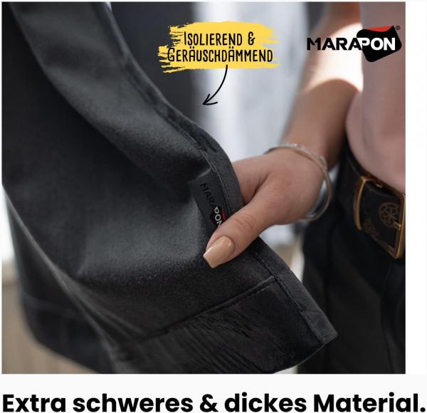 MARAPON® Gardinen aus Samt in Grau (2 Stück) mit Multifunktionsband 2,45 x 1,4 m (LxB) - verdunkelnd