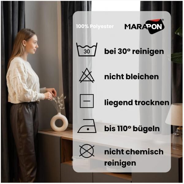 MARAPON® Gardinen aus Samt in Grau (2 Stück) mit Multifunktionsband 2,45 x 1,4 m (LxB) - verdunkelnd