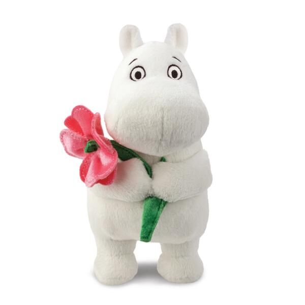 Moomin - Standing with Pink Flower Pl&uuml;schfigur - 17 cm