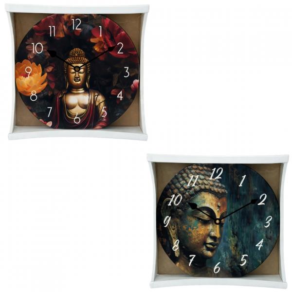 Noor Living Wanduhr Buddha 29 cm 2 Stück sortiert