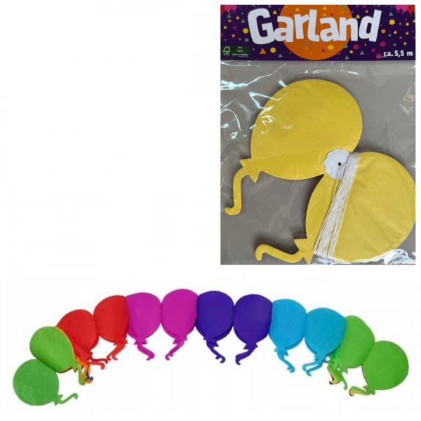Papiergirlande 5,5 Meter 4 Stück sortiert