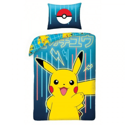 Pokemon - Bedding - Pikachu Blue - 140 x 200 cm + 70 x 90 cm