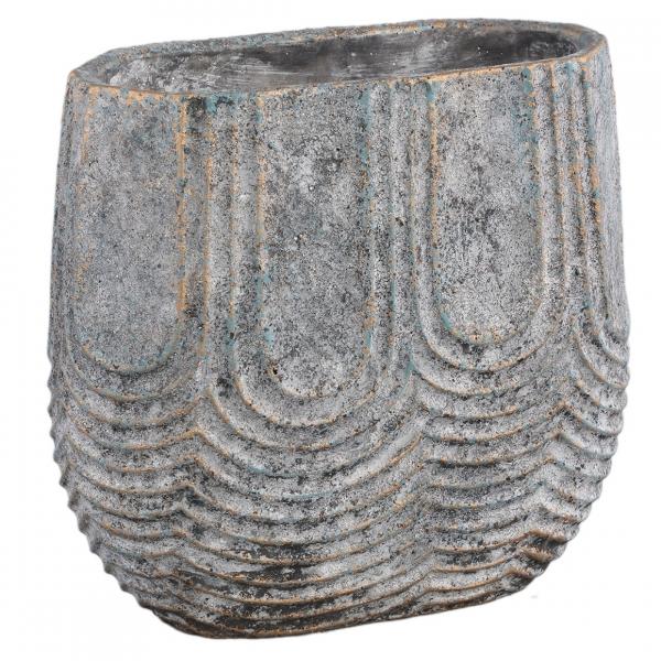 PTMD Blumentopf Rexin oval grau L 40 cm