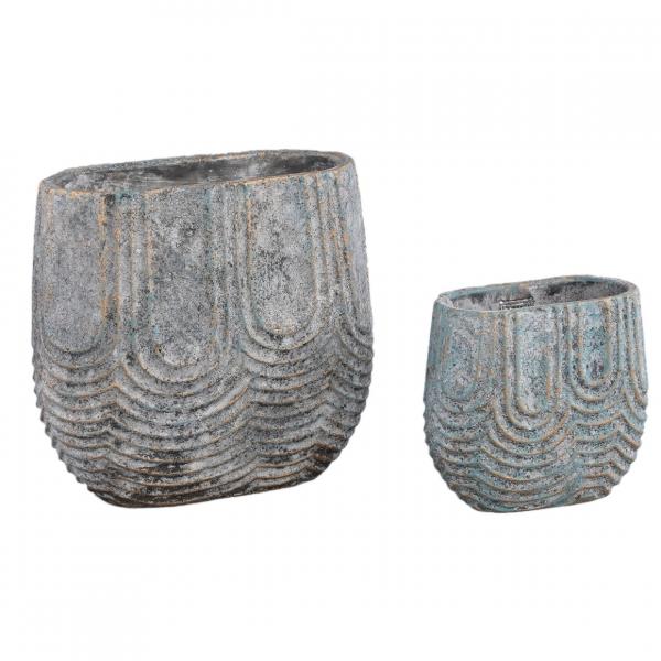 PTMD Blumentopf Rexin oval grau L 40 cm