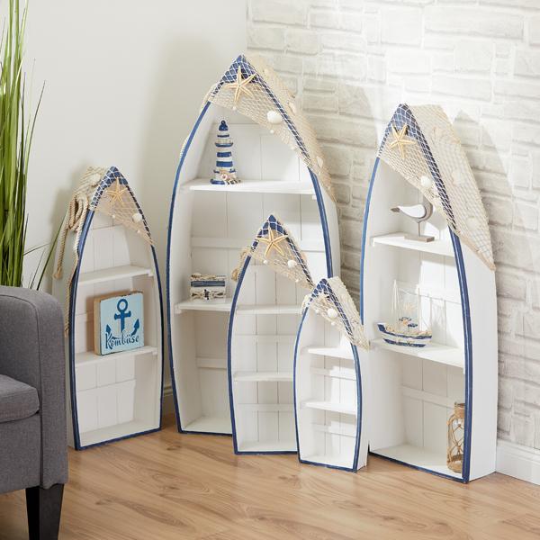 Regal "Ruderboot", 5er Set, blau/wei&szlig;