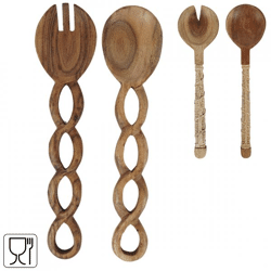 Salad cutlery acacia wood 30.5 cm 2 assorted set of 2