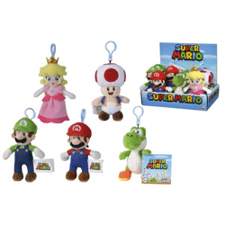 Simba Toys 109231008 -  Super Mario - Plüsch-Schlüsselanhänger, 5 fach sortiert