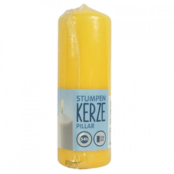 Stumpfe Kerze gelb 6 x 17 cm